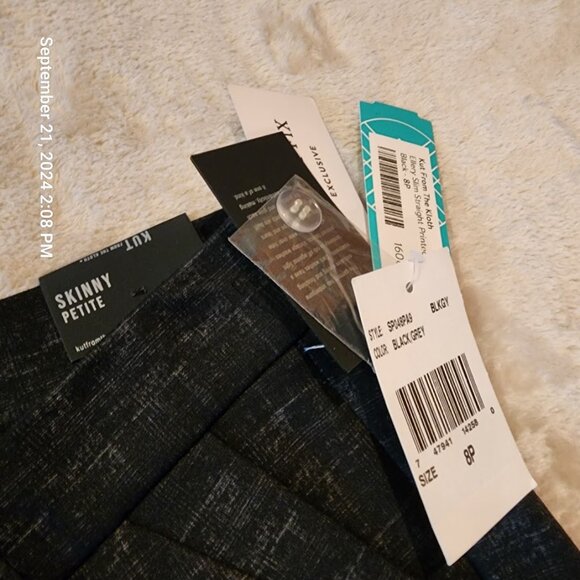 Kut From The Kloth Ellery Slim Straight Printed Pant Skinny 8 Petite Black/Grey - Picture 5 of 13